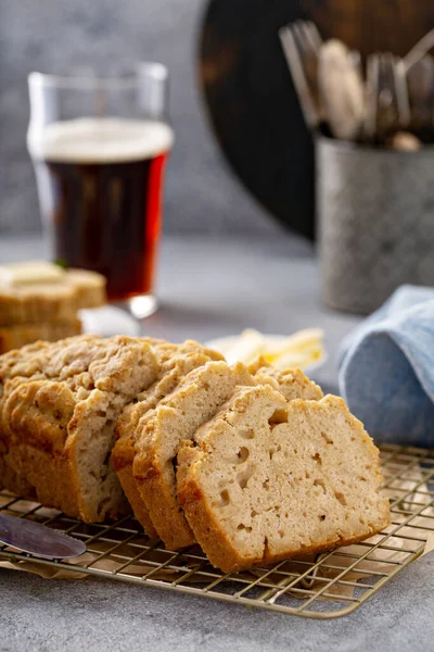 Beer bread on a cooling rack — Stock Photo, Image