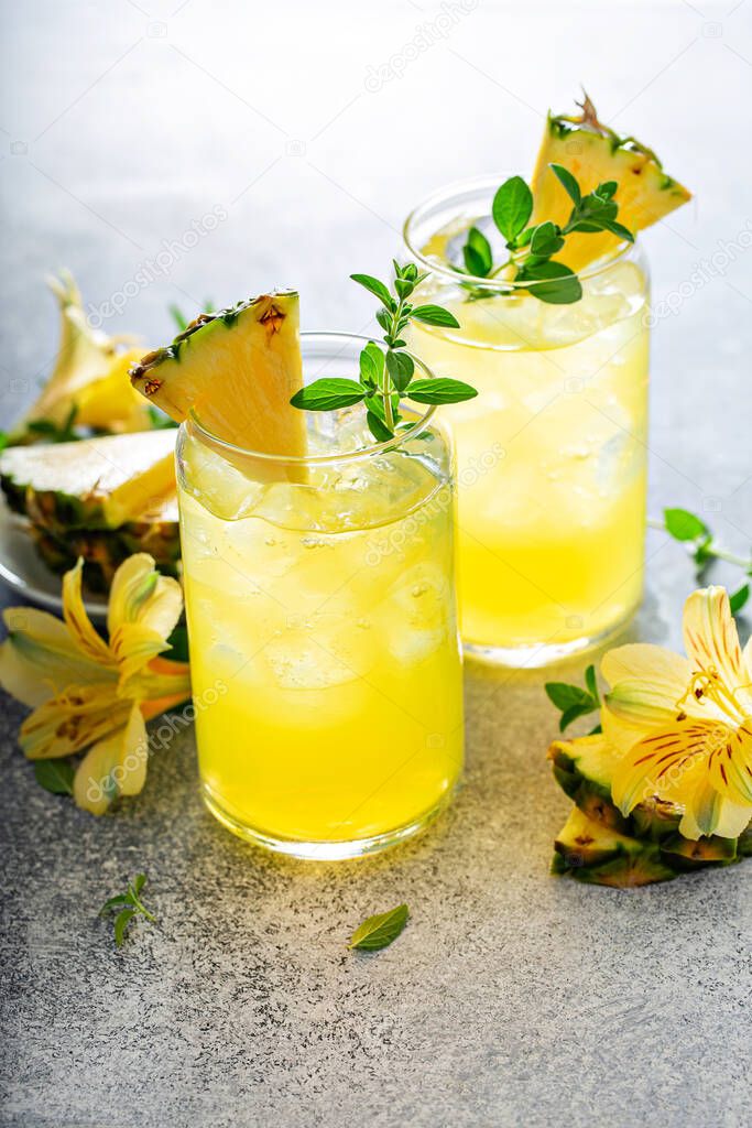Pineapple cocktail, cold and refreshing