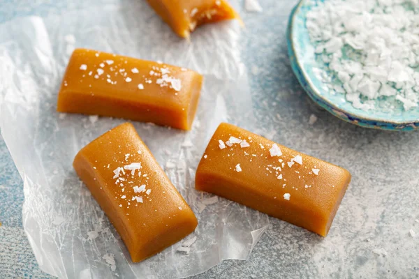 Homemade salted caramel candy — Stock Photo, Image