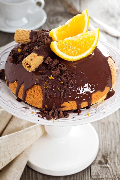 Chocolade oranje marmeren cake — Stockfoto