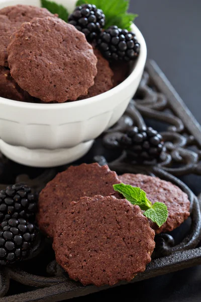 Chocolate cookies with coffee — Stock Photo, Image