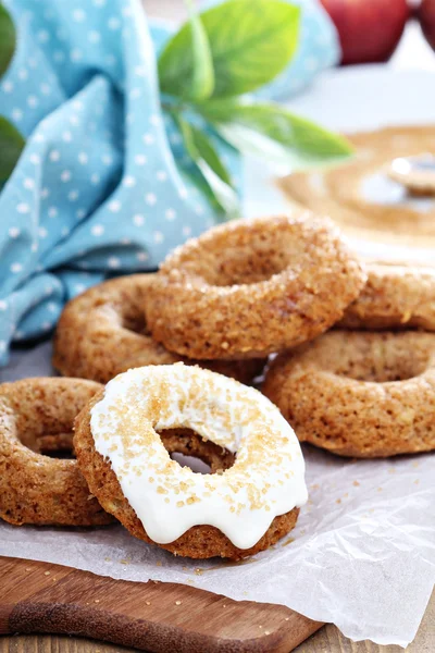 Apple baked donuts with glaze — Stock Photo, Image