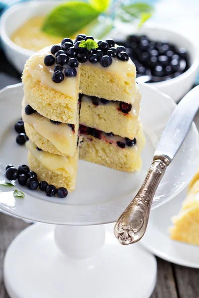 Citrom blueberry réteg torta — Stock Fotó