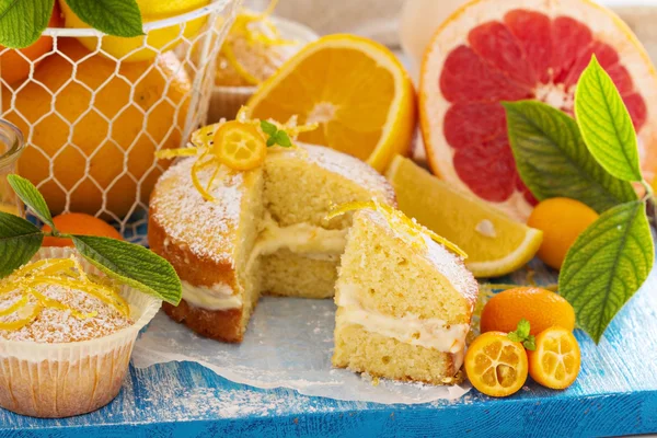 Citrus Victoria Sponge Cake with Lemon Curd
