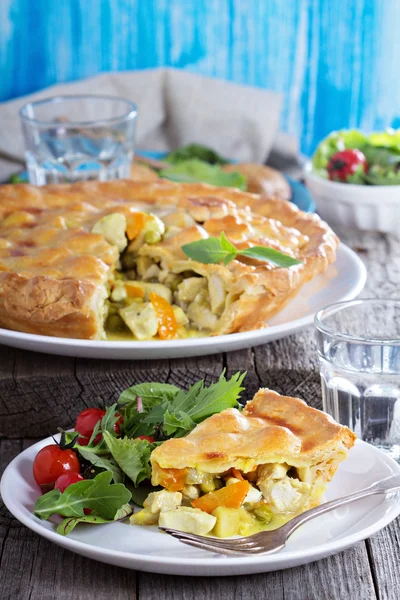 Savory pie with chicken — Stock Photo, Image