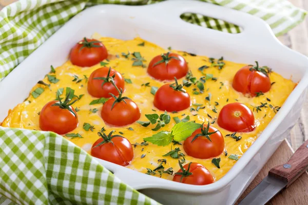 Cheese and bread breakfast bake — Stock Photo, Image