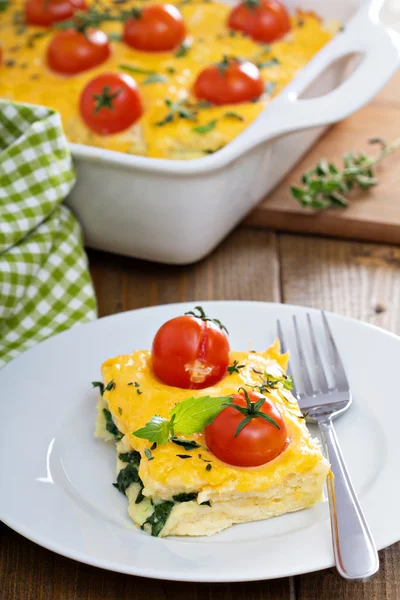 Cheese and bread breakfast bake — Stock Photo, Image