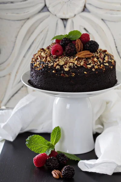 견과류와 초콜릿 바나나 케이크 — 스톡 사진