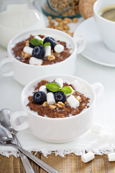 Chocolate banana oatmeal — Stock Photo, Image