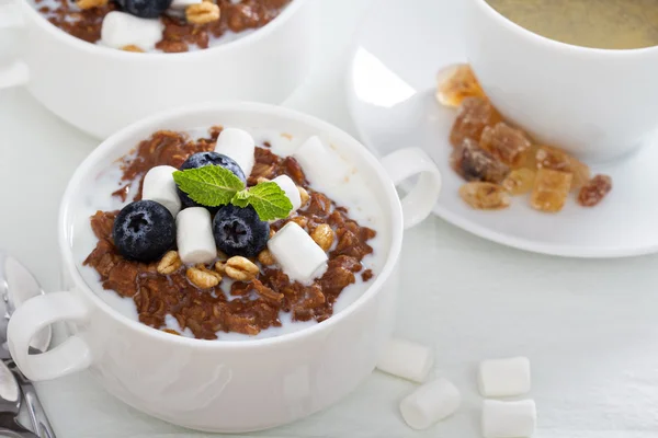 Chocolate banana oatmeal — Stock Photo, Image