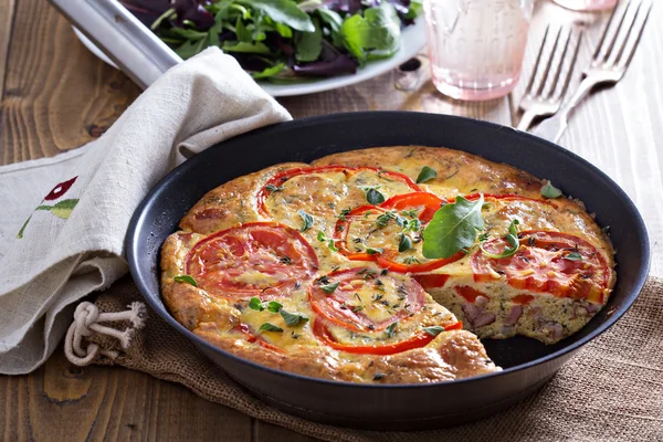 Frittata with vegetables and ham — Stock Photo, Image