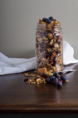 Homemade granola in a jar clipart