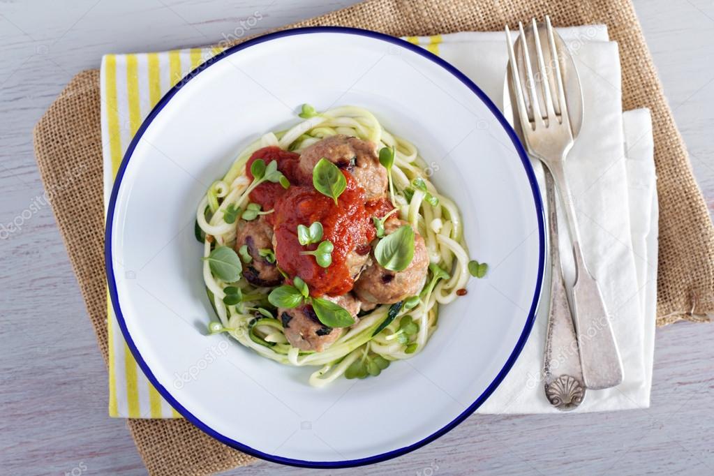 Turkey meatballs with zucchini noodles