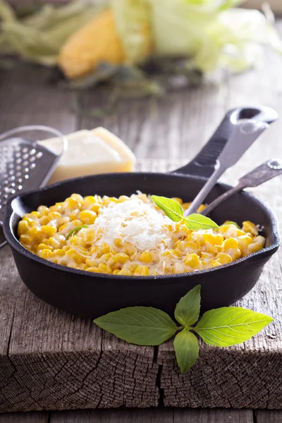 Creamy corn with parmesan — Stock Photo, Image