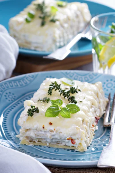 Fehér csirke sajt lasagna — Stock Fotó