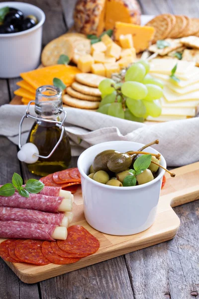 Variety of appetizers on dinner table — Stock Photo, Image
