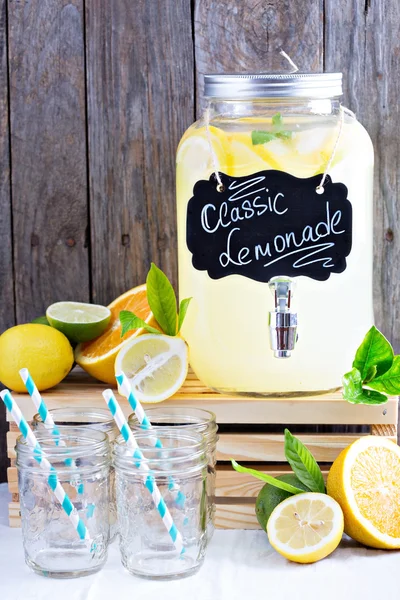 Homemade lemonade in beverage dispencer — Stock Fotó