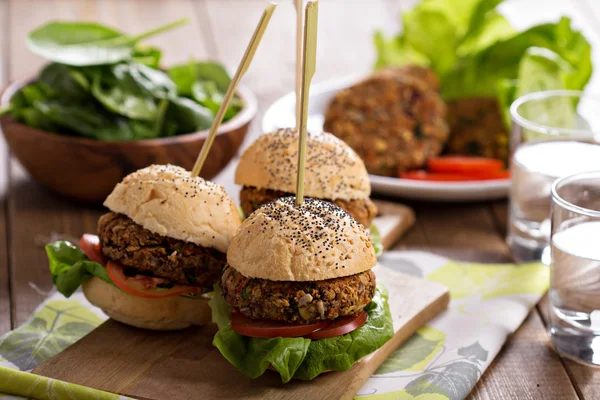 Veganska hamburgare med bönor och grönsaker — Stockfoto