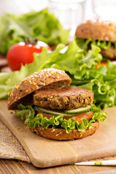 Veganska hamburgare med linser och pistashios — Stockfoto