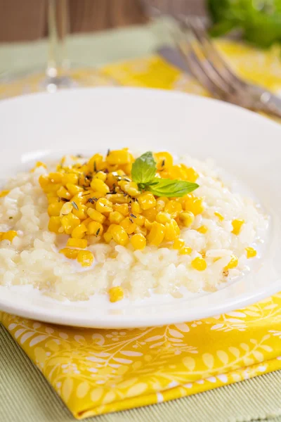 Vegan risotto with baked corn — Stok fotoğraf