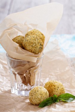 Arancini fried rice balls with herbs