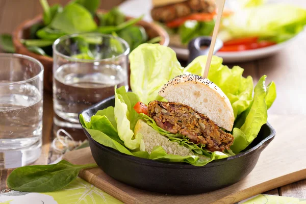 Vegan burgers with beans and vegetables — Stock Photo, Image