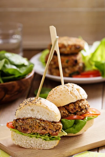 Burgers végétaliens aux haricots et légumes Photo De Stock