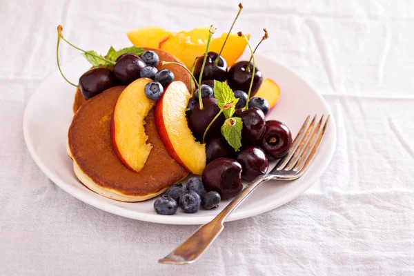 Pancakes with stone fruits