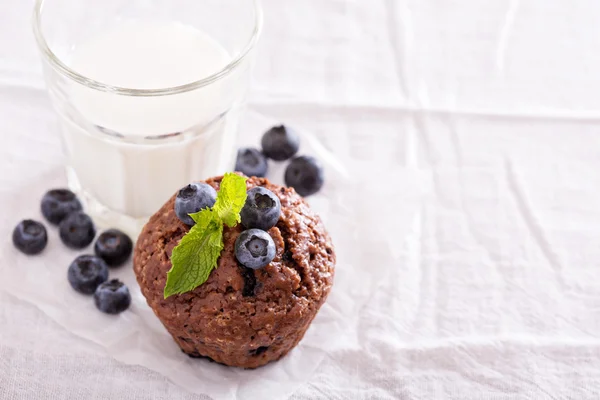 Chocolate muffin with blueberries — Stock Photo, Image