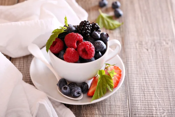 Variety of summer berries in a cup Stock Picture