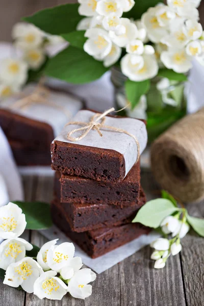 Brownies de mascarpone de chocolate — Fotografia de Stock