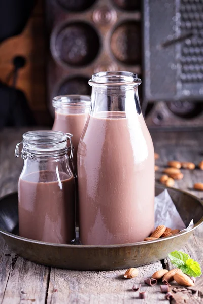 Homemade almond chocolate milk — Stock Photo, Image