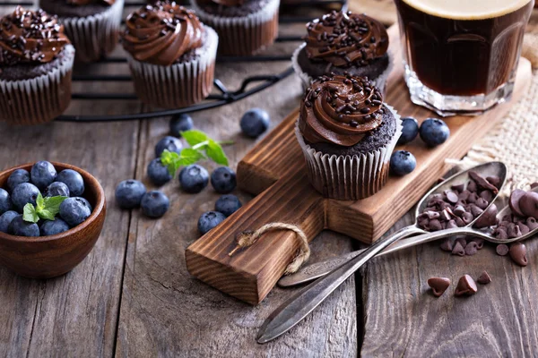 Cupcakes de café e chocolate — Fotografia de Stock