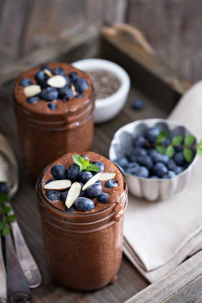 Pudín de chía de chocolate vegano saludable —  Fotos de Stock