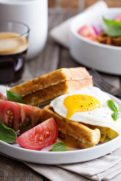 Chickpeas flour waffles with egg — Stock Photo, Image