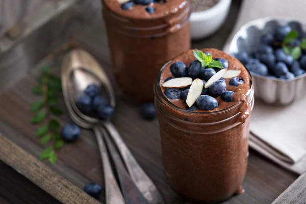 Pudín de chía de chocolate vegano saludable —  Fotos de Stock