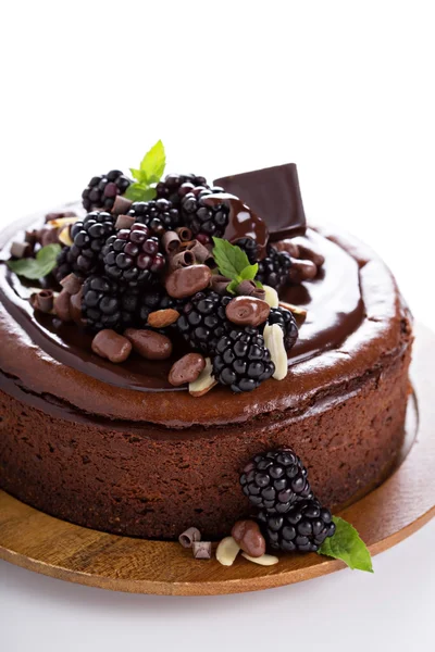 Chocolate cheesecake isolated on white background — Stock Photo, Image