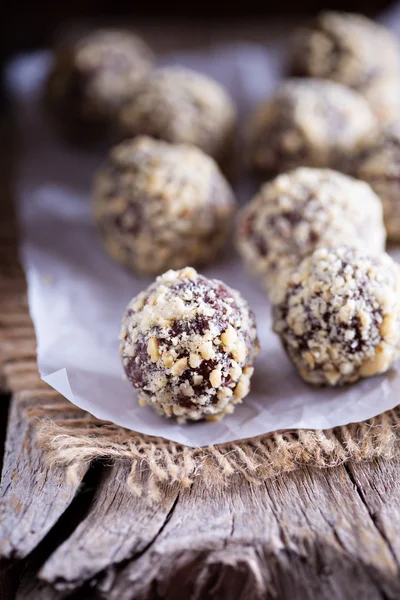 Chocolate truffles with peanut butter — Stock Photo, Image