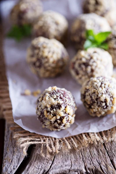 Chocolate truffles with peanut butter — Stock Photo, Image