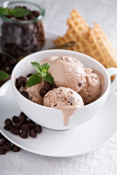 Chocolate coffee mascarpone ice cream Stock Photo