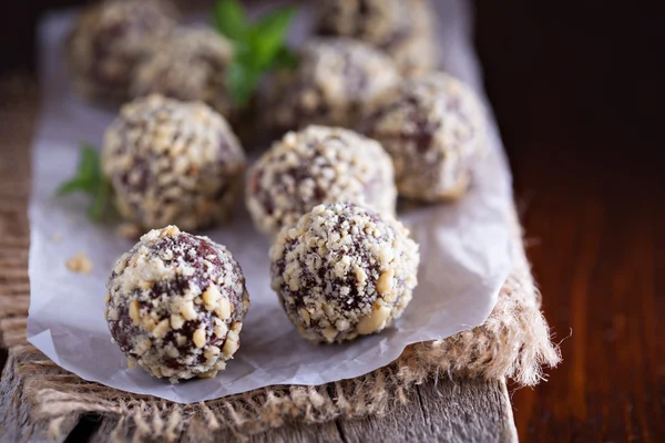 Chocolate truffles with peanut butter — Stock Photo, Image