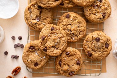 Fındıklı çikolatalı kurabiyeler soğutucuda yeni pişmiş.