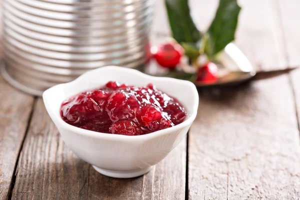 Storebought molho de cranberry em prato pequeno — Fotografia de Stock