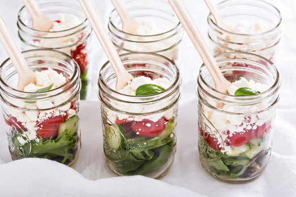 Salad in mason jars — Stock Photo, Image