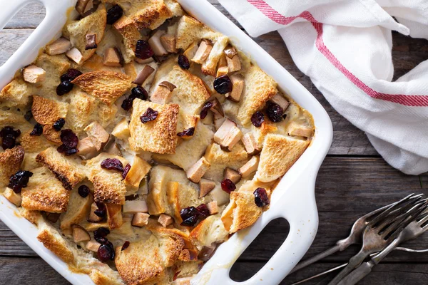 Pane budino prima colazione casseruola con pera — Foto Stock