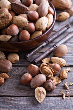 Fındık kabukları bir kase ile çeşitli