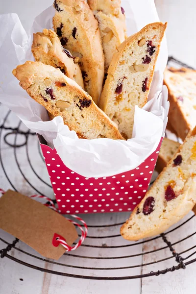 Biscotti with dried fruits and pine nuts — Stock Photo, Image