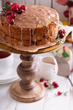Turuncu ve kızılcık Noel kek sır ile