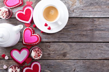 Sevgililer günü kahve ve kek alanı kopyalayın