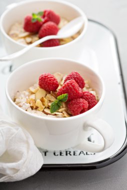 Elma, fındık ve çilek ile BIRCHER müsli